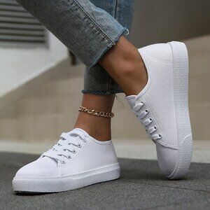White Sporty Women's Canvas Shoes